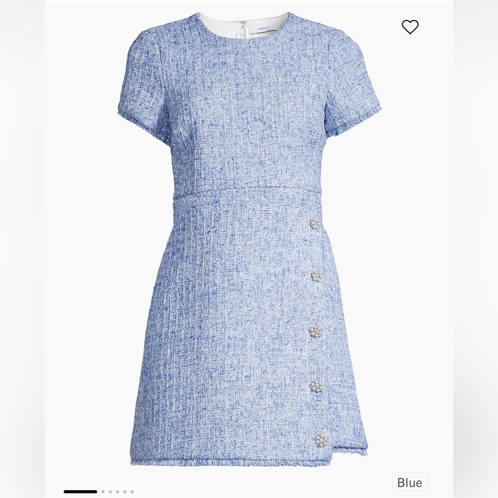 Likely Raia Short Sleeve Blue Tweed Dress